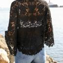 One Size Fits Most Black Layla Embroidered  Floral Kimono Wrap