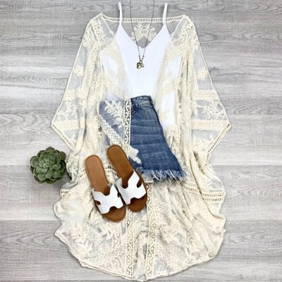 Emily Embroidered Mesh Kimono / Kimonos boho chic Cover-up