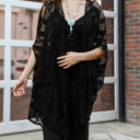 One Size Fits Most Black Emily Embroidered Mesh Kimono / Kimonos boho chic Cover-up