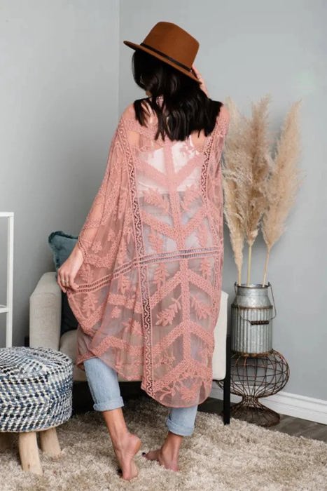 Emily Embroidered Mesh Kimono / Kimonos boho chic Cover-up