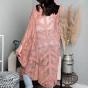 One Size Fits Most Mauve Emily Embroidered Mesh Kimono / Kimonos boho chic Cover-up