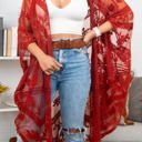 One Size Fits Most Rust Emily Embroidered Mesh Kimono / Kimonos boho chic Cover-up