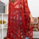 One Size Fits Most Rust Emily Embroidered Mesh Kimono / Kimonos boho chic Cover-up