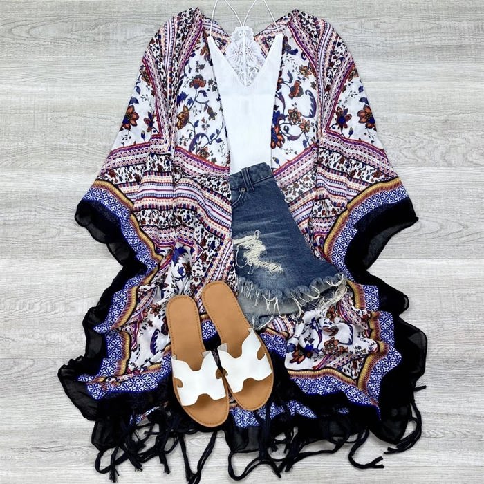 Bohemian Tassel kimono / Kimonos boho chic Cover-up