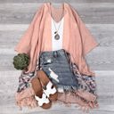 One Size Fits Most Peach Brandie Tassel Kimono / Kimonos boho chic Cover-up