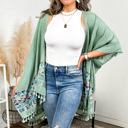 One Size Fits Most Sage Brandie Tassel Kimono / Kimonos boho chic Cover-up