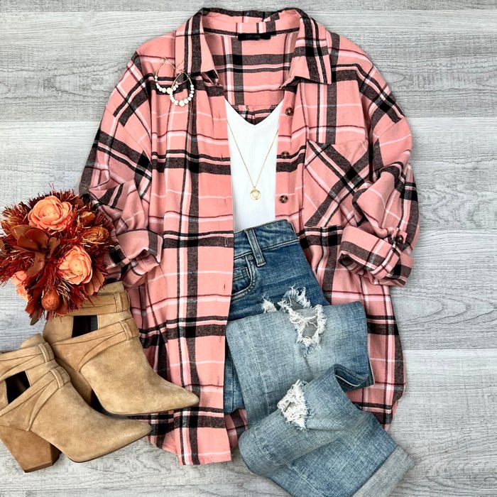 Everyday Casual Oversized Long Sleeve Flannel