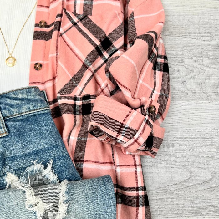 Everyday Casual Oversized Long Sleeve Flannel
