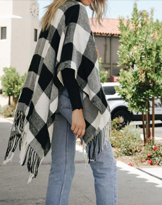 Buffalo Checker Classic Tassel Ruana