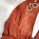 One Size Fits Most Rust Crochet Netted Cardigan
