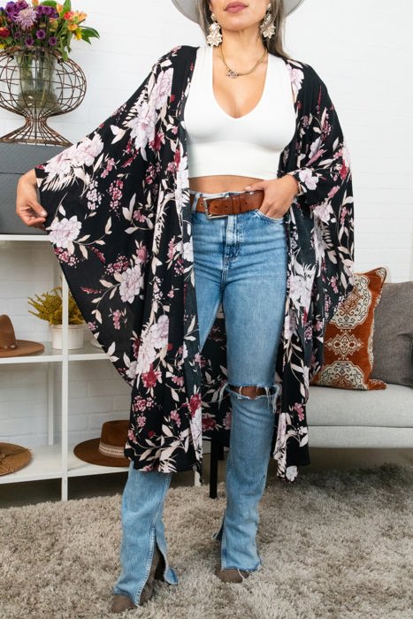 Floral Butterfly Sleeve Kimono / Kimonos boho chic Cover-up