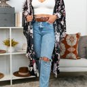 One Size Fits Most Black Floral Butterfly Sleeve Kimono / Kimonos boho chic Cover-up
