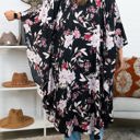 One Size Fits Most Black Floral Butterfly Sleeve Kimono / Kimonos boho chic Cover-up