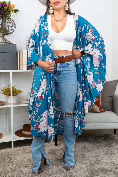 Floral Butterfly Sleeve Kimono / Kimonos boho chic Cover-up