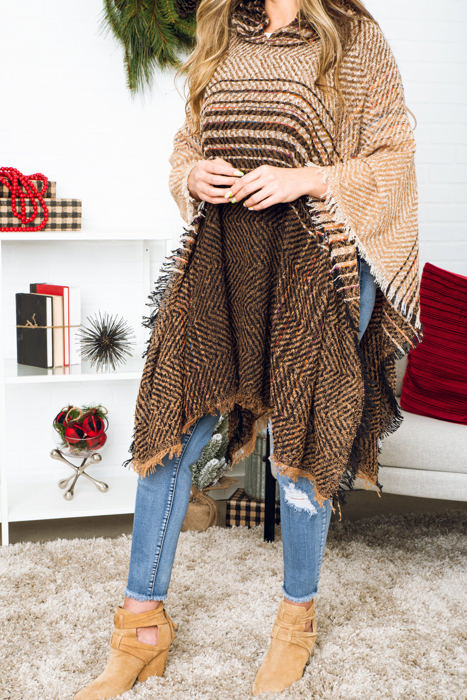 Herringbone Hooded Poncho
