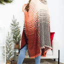 One Size Fits Most Rust Herringbone Hooded Poncho