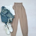 XL Mocha High-Waisted Smocked Lounge Jogger