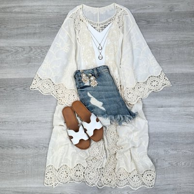 Kellie Embroidered Kimono / Kimonos boho chic Cover-up