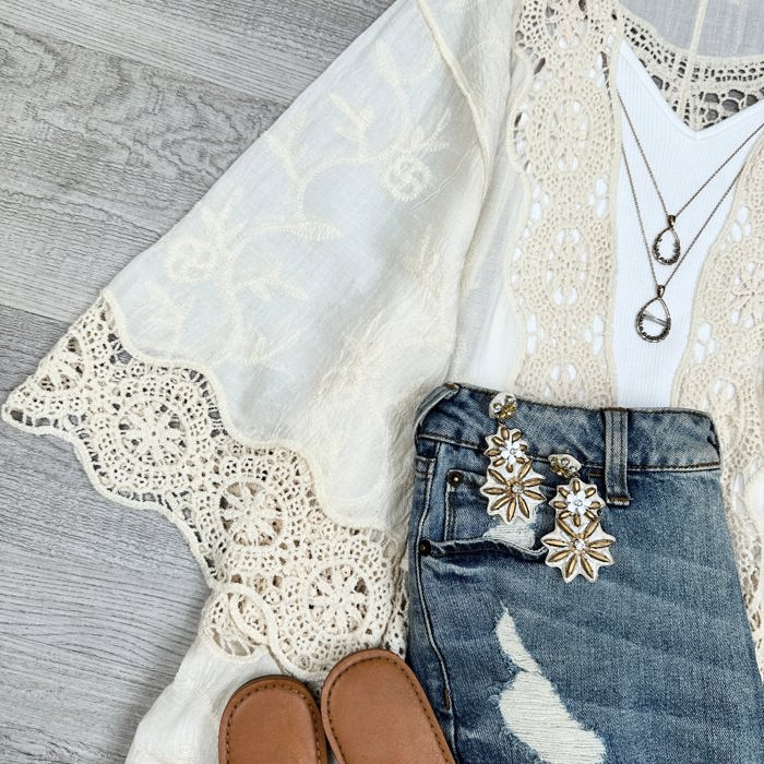 Kellie Embroidered Kimono / Kimonos boho chic Cover-up