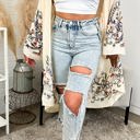 One Size Fits Most Cream Long sleeve Embroidered Summer Cardigan kimono / Kimonos boho chic Cover-up