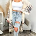 One Size Fits Most Cream Long sleeve Embroidered Summer Cardigan kimono / Kimonos boho chic Cover-up