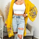 One Size Fits Most Mustard Long sleeve Embroidered Summer Cardigan kimono / Kimonos boho chic Cover-up