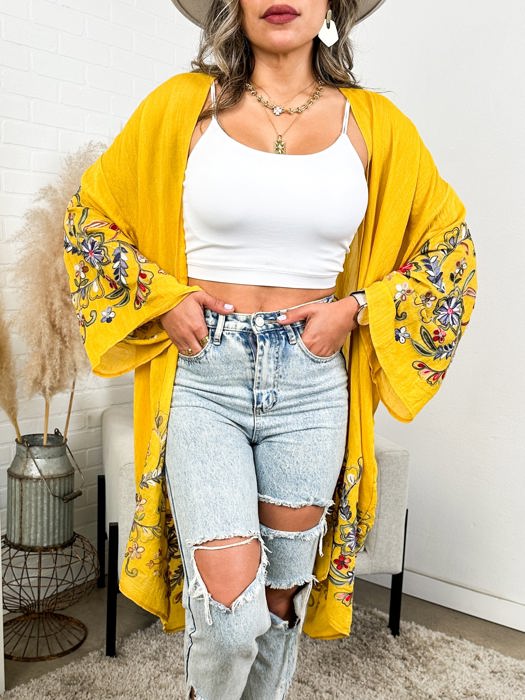 Long sleeve Embroidered Summer Cardigan kimono / Kimonos boho chic Cover-up