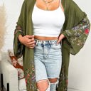 One Size Fits Most Olive Long sleeve Embroidered Summer Cardigan kimono / Kimonos boho chic Cover-up