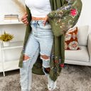 One Size Fits Most Olive Long sleeve Embroidered Summer Cardigan kimono / Kimonos boho chic Cover-up