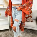 One Size Fits Most Rust Long sleeve Embroidered Summer Cardigan kimono / Kimonos boho chic Cover-up