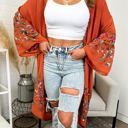 One Size Fits Most Rust Long sleeve Embroidered Summer Cardigan kimono / Kimonos boho chic Cover-up