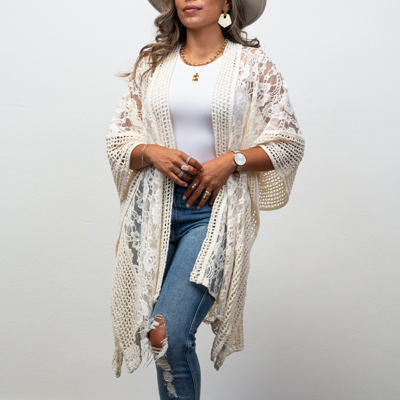 Madison Floral Lace Textured Kimono / Kimonos boho chic Cover-up