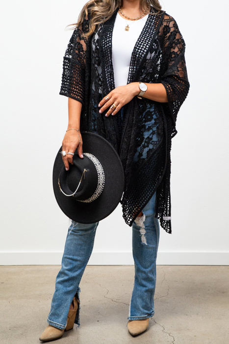 Madison Floral Lace Textured Kimono / Kimonos boho chic Cover-up