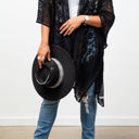 One Size Fits Most Black Madison Floral Lace Textured Kimono / Kimonos boho chic Cover-up