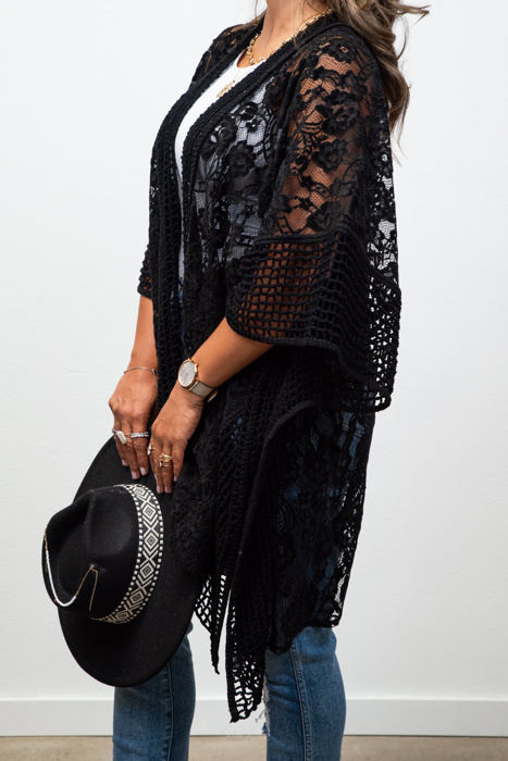 Madison Floral Lace Textured Kimono / Kimonos boho chic Cover-up