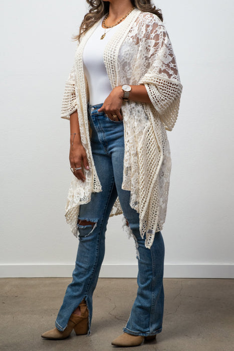 Madison Floral Lace Textured Kimono / Kimonos boho chic Cover-up