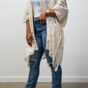 One Size Fits Most Ivory Madison Floral Lace Textured Kimono / Kimonos boho chic Cover-up