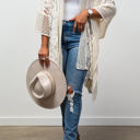One Size Fits Most Ivory Madison Floral Lace Textured Kimono / Kimonos boho chic Cover-up