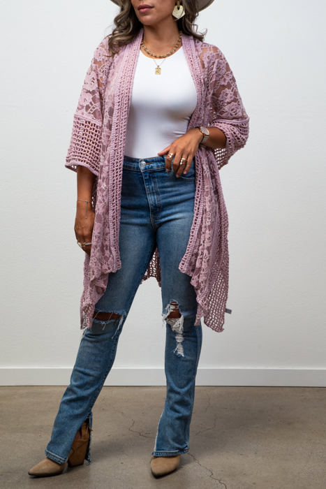 Madison Floral Lace Textured Kimono / Kimonos boho chic Cover-up