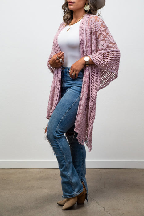 Madison Floral Lace Textured Kimono / Kimonos boho chic Cover-up