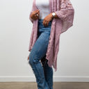 One Size Fits Most Dusty Rose Madison Floral Lace Textured Kimono / Kimonos boho chic Cover-up