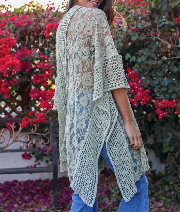 Madison Floral Lace Textured Kimono / Kimonos boho chic Cover-up