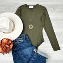 Large Olive Mila Long Sleeve Round Neck Bodysuit