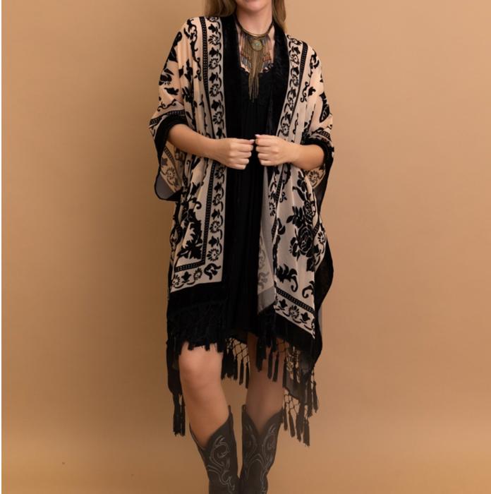 Velvet Mesh Boho Kimono / Kimonos boho chic Cover-up