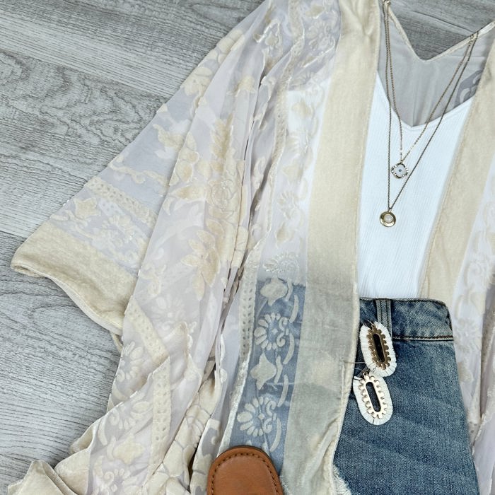Velvet Mesh Boho Kimono / Kimonos boho chic Cover-up