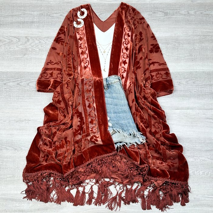 Velvet Mesh Boho Kimono / Kimonos boho chic Cover-up