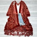 One Size Fits Most Rust Velvet Mesh Boho Kimono / Kimonos boho chic Cover-up