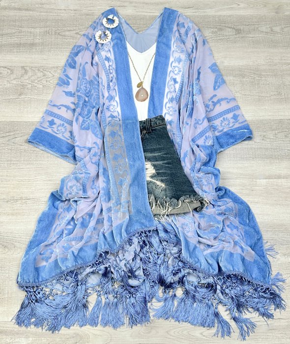 Velvet Mesh Boho Kimono / Kimonos boho chic Cover-up