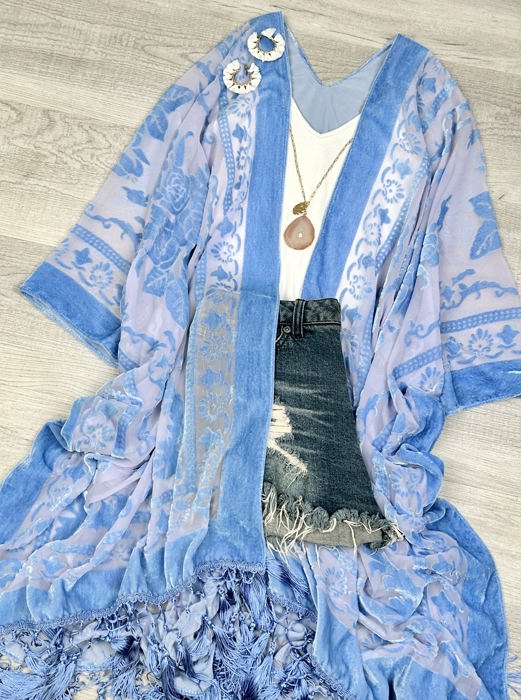 Velvet Mesh Boho Kimono / Kimonos boho chic Cover-up