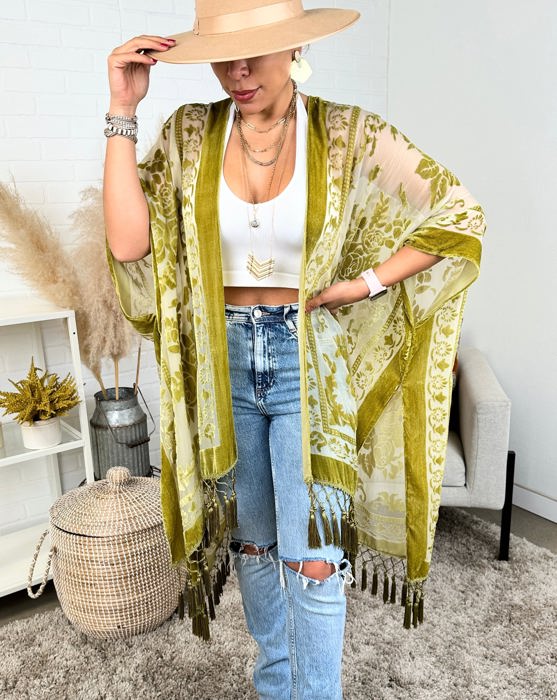 Velvet Mesh Boho Kimono / Kimonos boho chic Cover-up